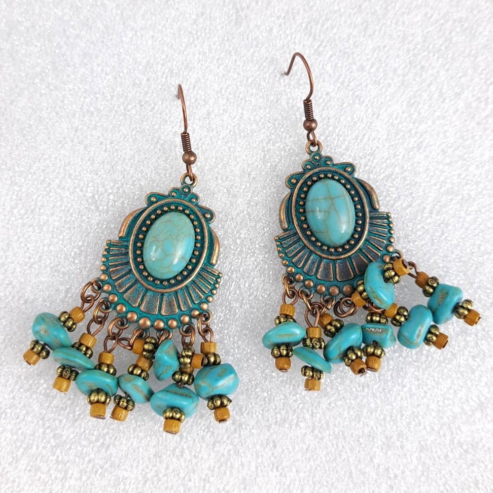 NWOT  Faux Beaded Turquoise Earrings